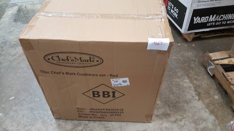 lot 562 image: Chefs Mark 10-Pc. Nonstick Ceramic Cookware Set in Red