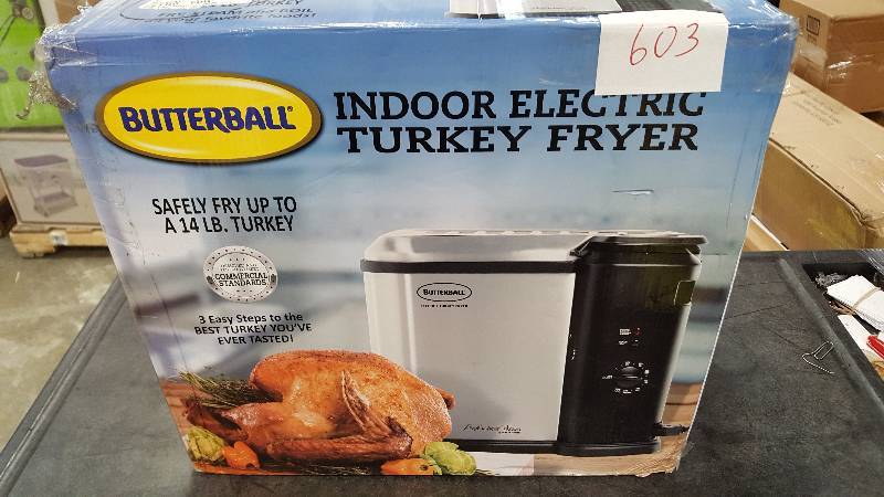 lot 603 image: Butterball 14-Lb. Indoor Electric Turkey Fryer - Stainless Steel