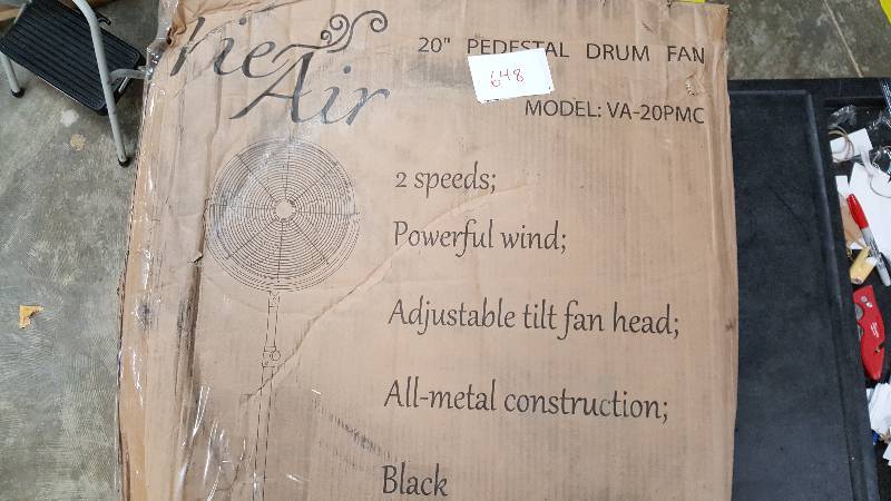 lot 648 image: Vie Air 90296360M 20 Industrial Heavy-Duty Powerful & Quiet Metal High Velocity Pedestal Drum Fan