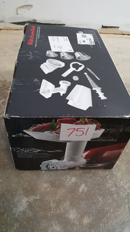 lot 751 image: KitchenAid Stand Mixer Accessory Set with Food Grinder, SlicerShredder and Strainer