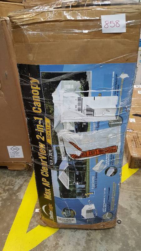 lot 858 image: ShelterLogic 2-in-1 Instant 10 x 20 Garage or Canopy