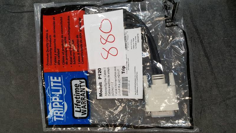 lot 880 image: Tripp Lite P120 DVI to VGA Splitter Cable, 1ft (Black)