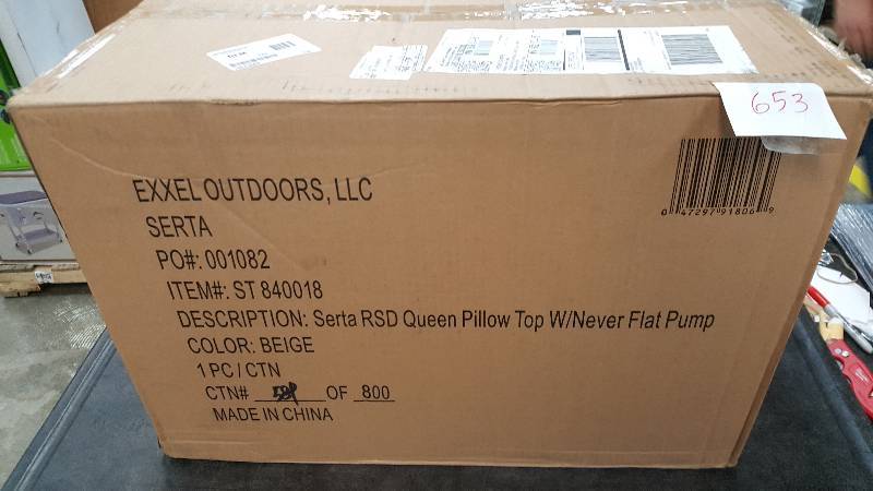 lot 653 image: Serta Raised Queen Pillowtop Airbed