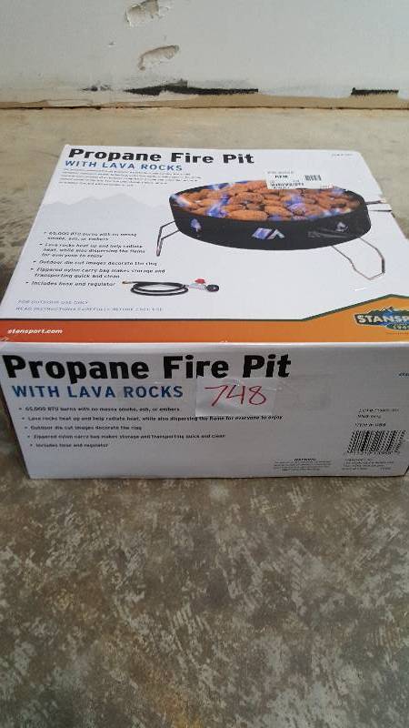 lot 748 image: Stansport Lava Rock Propane Fire Pit