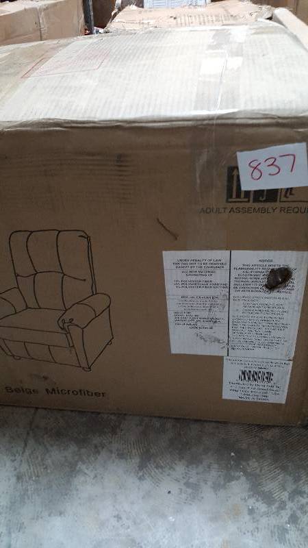 lot 837 image: Dorel Asia Slim Recliner- Beige Microfiber