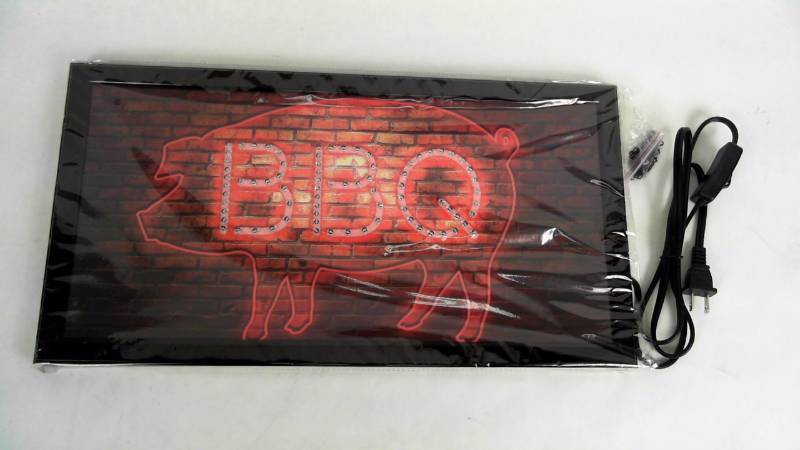 lot 809 image: Crystal Art LED Lighted BBQ Pig Sign
