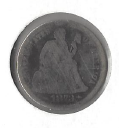 1873 No Arrows Seated Liberty Dime