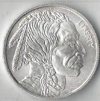 1 ounce pure silver - .999 fine - Buffalo Nickel Design