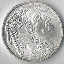 1 ounce pure silver - .999 fine - Buffalo Nickel Design