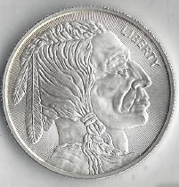 1 ounce pure silver - .999 fine - Buffalo Nickel Design