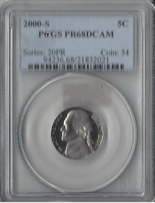 2000-S Nickel PCGS PR 68 DCAM