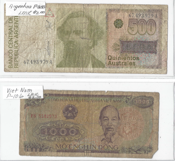 Three Different Foreign Banknotes - Ethiopia, Argentina, & Viet Nam
