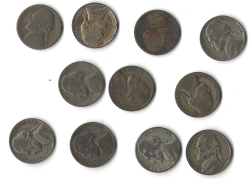 Complete Set of Silver War Nickels - 11 Coins - 1942 to 1945
