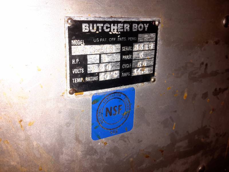 lot 13 image: 5 HP Butcher Boy Meat Grinder.. Works well