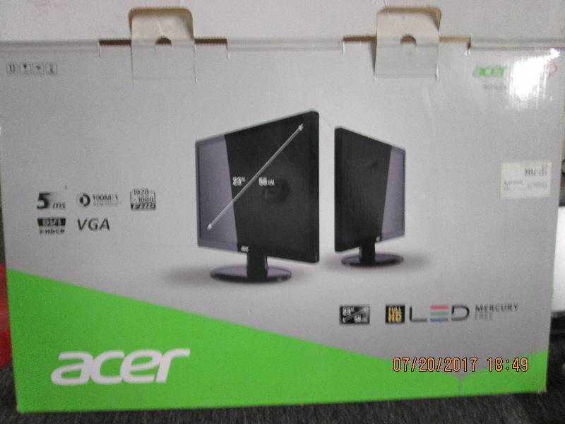 lot 217 image: 2 acer monitors 1-23 full hd lcd a...