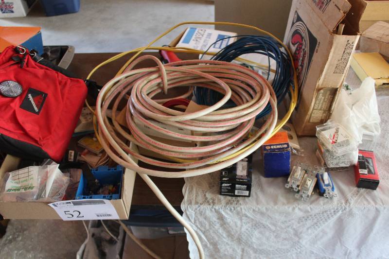 lot 52 image: Electrical Supplies - Switches, Wire, Nails, And More