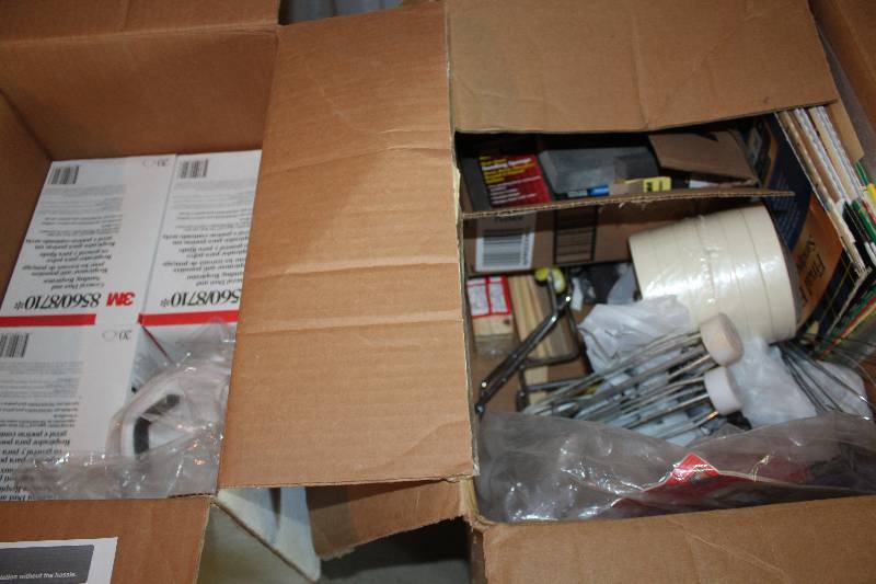 lot 80 image: Painting & Sanding Equipment Includes Sand Paper, Masks, Tape, Rollers, And More