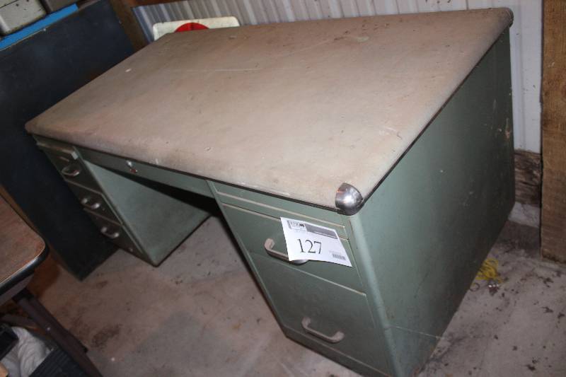 lot 127 image: 6-Drawer Metal Office Desk
