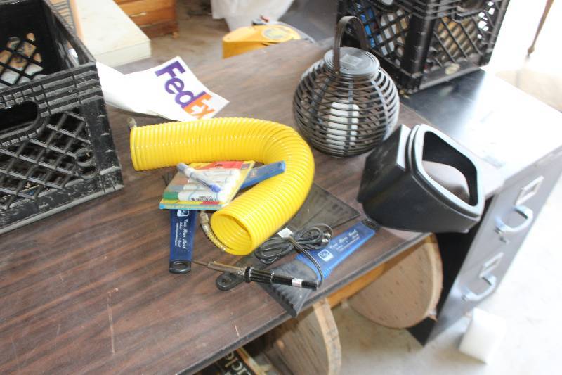 lot 108 image: Plastic Tubing, Solder Gun, Candle Holder, Markers, And More
