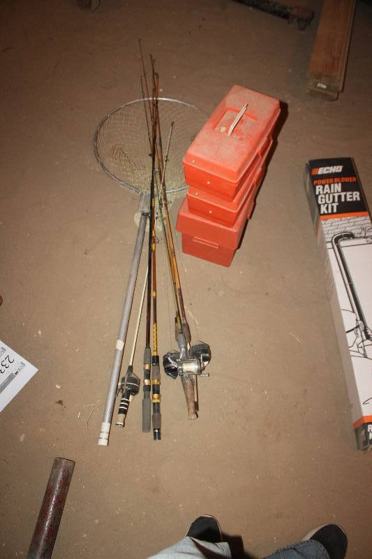lot 237 image: Fishing Equipment Includes Rods w Reels, Tackle Boxes