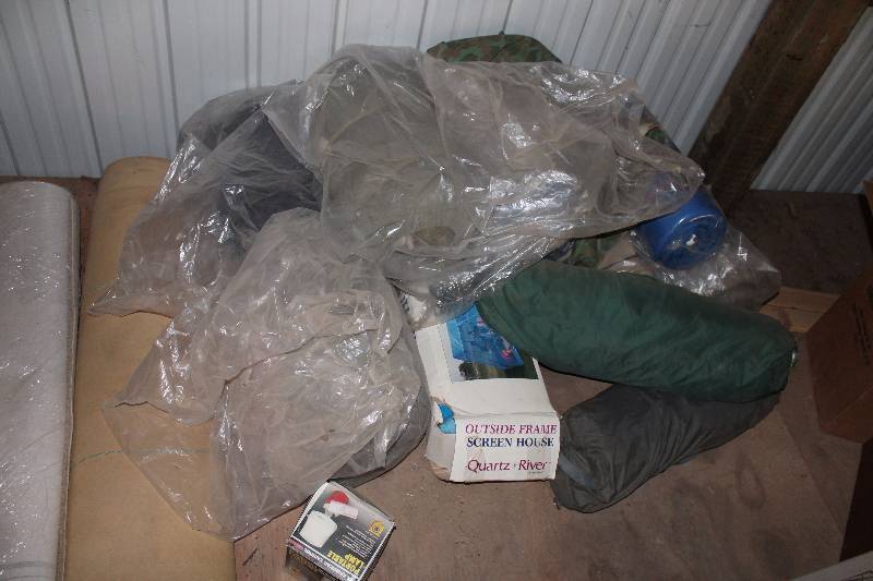 lot 204 image: Camping Equipment Includes Tents, Screens, Sleeping Bags