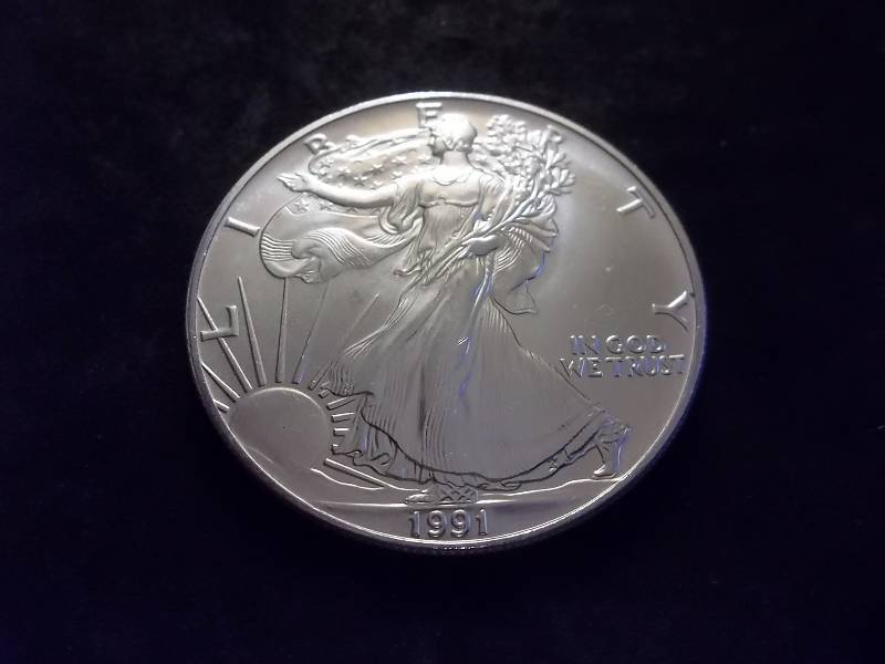 1991 US Silver Eagle 1 Oz. Pure Silver 99.9 Fine Unc