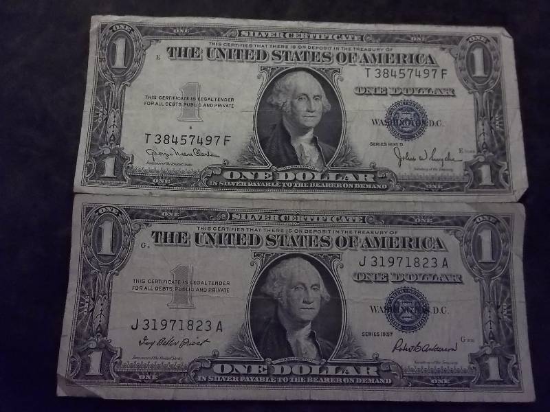 2-US One Dollar Silver Certificates Series 1935 D, 1957