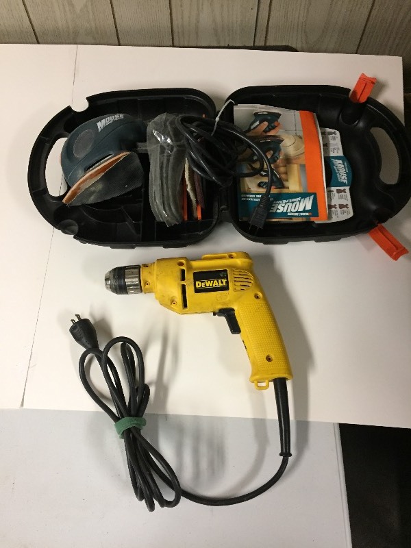 lot 24 image: Dewalt Drill & Black & Decker Mouse Sander