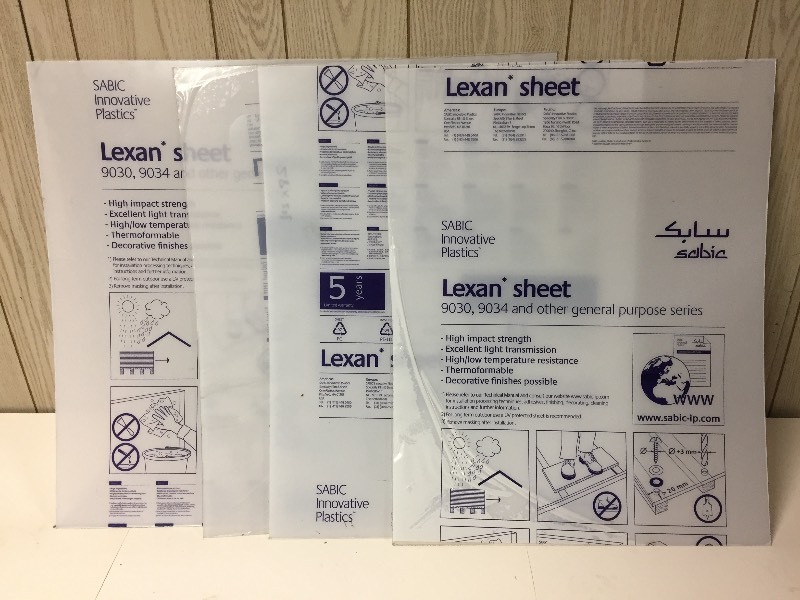 lot 60 image: 4 Lexan Sheets 28 x 22