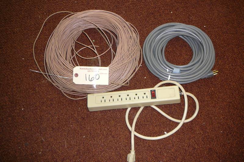 lot 160 image: Lot of Misc. Wire, Cords, Power strip