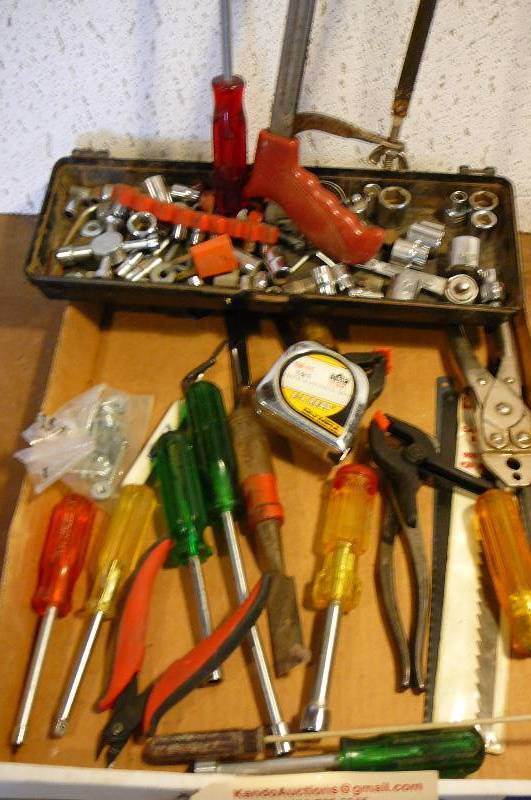 lot 344 image: Hacksaw, Sockets, Nut Drivers, Tape Measure