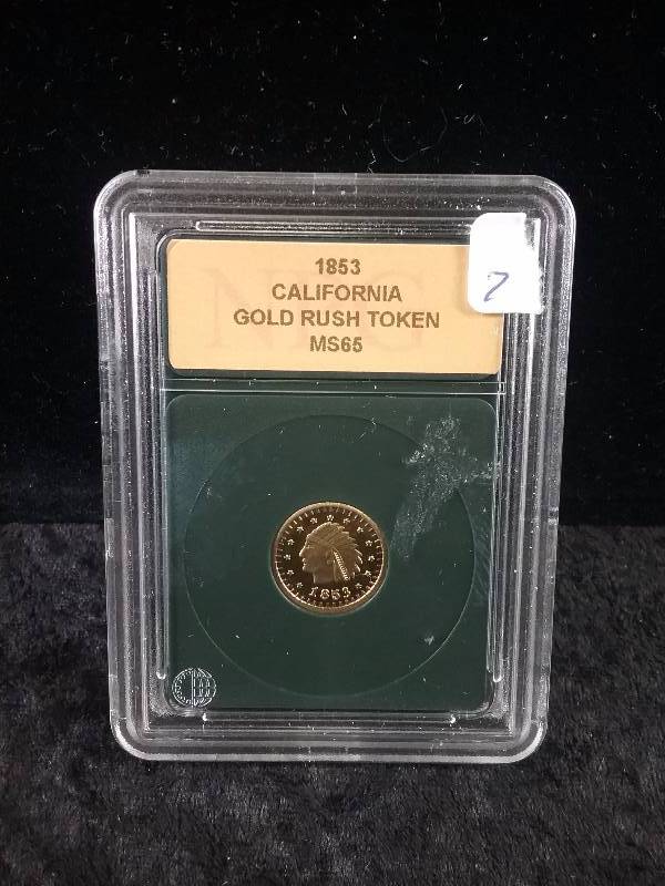 1853 California Gold Rush Token, 110 ounce Gold, MS65, NPG Graded, Proof, (Estimated value $130-$170)