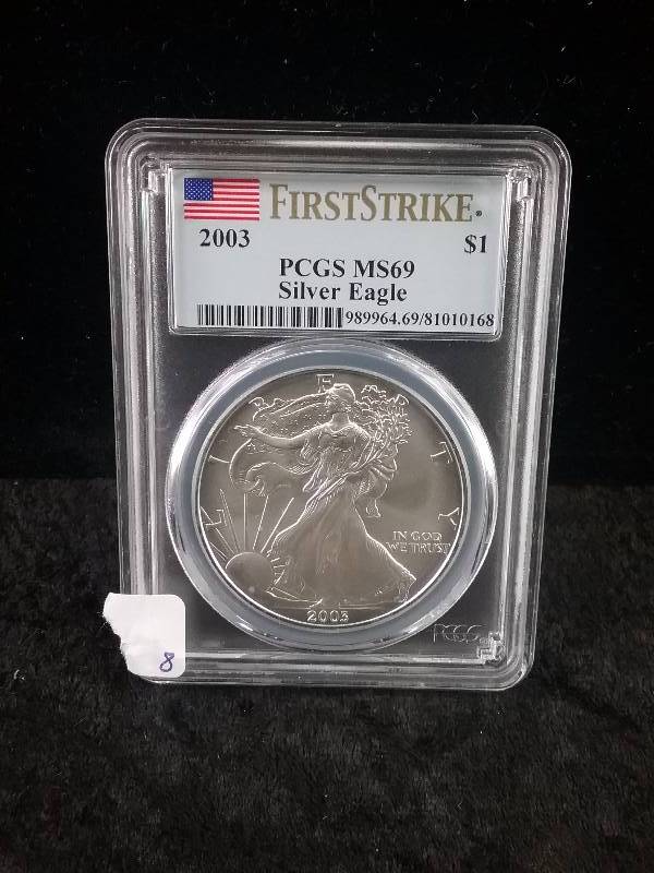 PCGS MS69 First Strike $1 Silver 2003 American Eagle