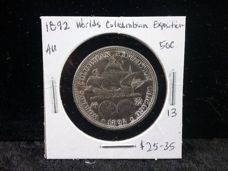 1892 AU Worlds Columbian Exposition Half Dollar Very Nice (Redbook value  $25-$35)