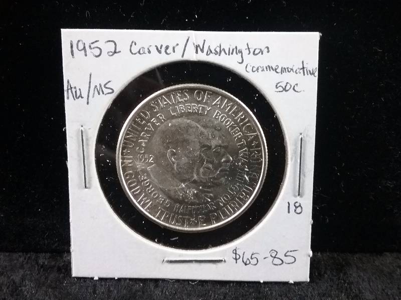 1952 AUMS CarverWashington Commemorative Half Dollar, Very nice details & condition (Redbook value $65-$85