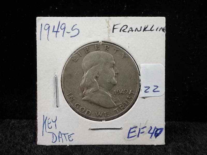 1949-S Franklin Half Dollar, Key Date, EF40
