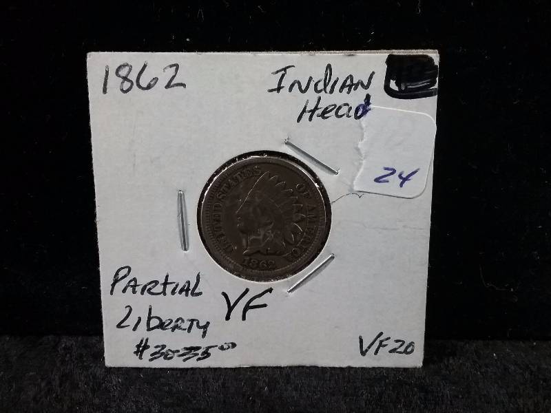 1862 VF Indian Head Cent - Partial Liberty, (Redbook value $30-$40)