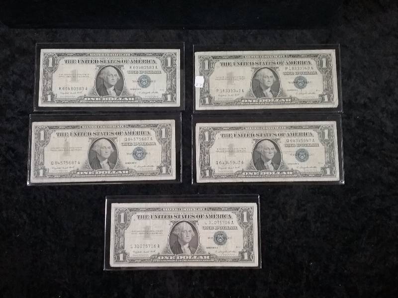 Lot - (5) 1957A $1 Silver Certificates