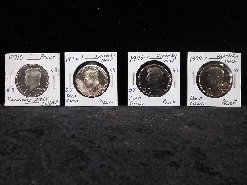 Lot - 1971S, 1972S, 1973S, 1974S Deep Cameo Proof Kennedy Half Dollars