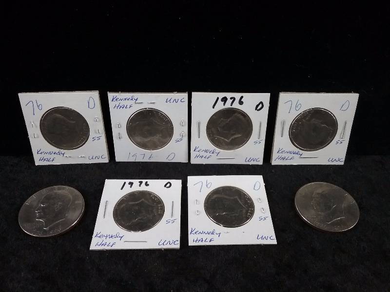 Lot - 1776-1976 D UNC Kennedy Half Dollars & (2) UNC 1776-1976 Eisenhower Dollars