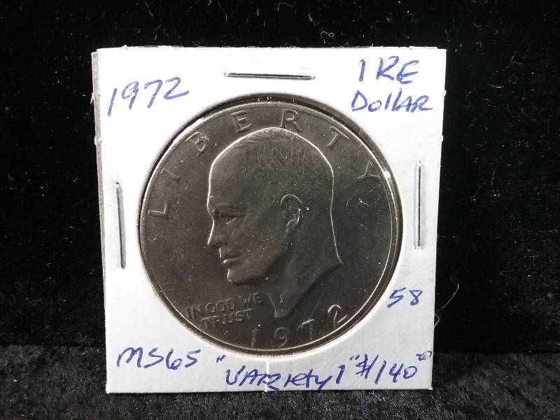 1972 MS65 Variety 1 Eisenhower Dollar (Redbook value $140)