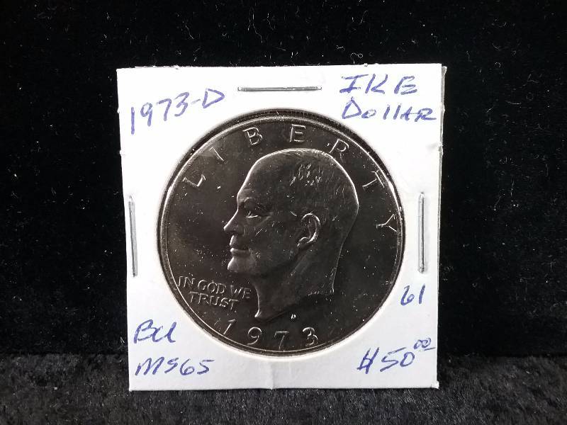 1973D MS65 BU Eisenhower Dollar, Extremely low mintage (Redbook value $50)