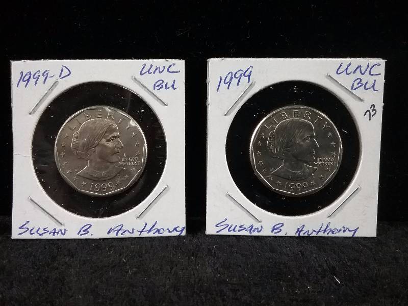 1999, 1999D, BU MS63 Susan B Anthony Dollars