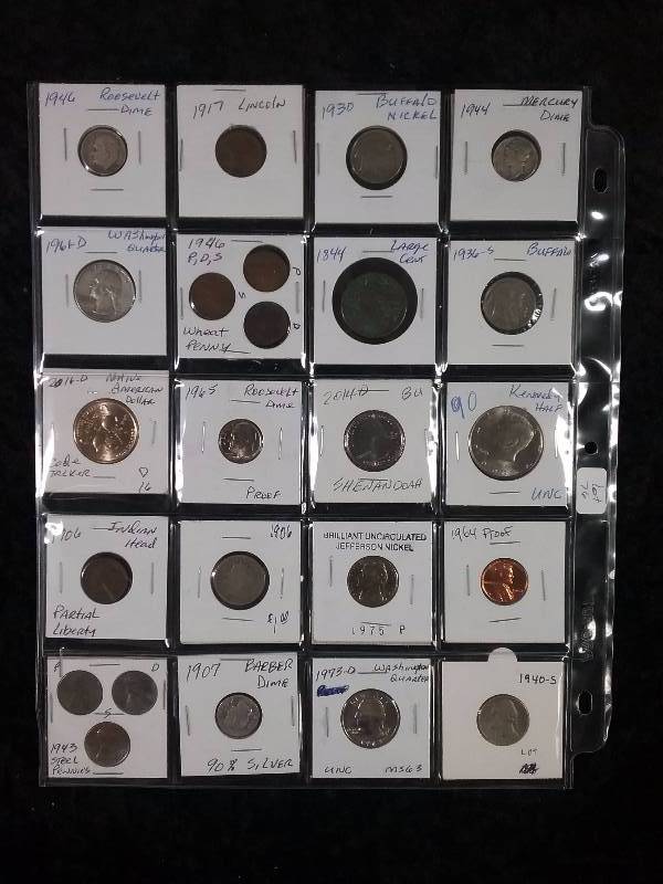 Sleeve of 20 Misc Coins - Great mix of coins