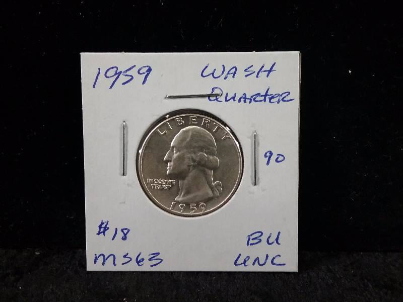 1959 BU UNC Washington Quarter, MS63