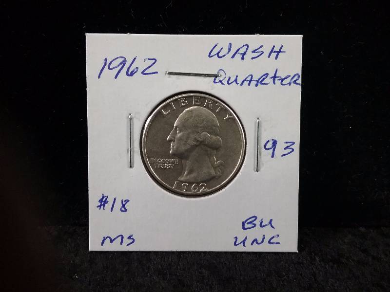 1962 BU UNC Washington Quarter
