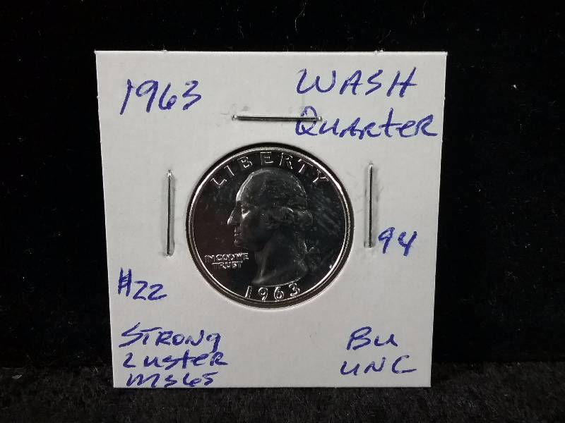 1963 BU UNC Washington Quarter, MS65, Strong Luster