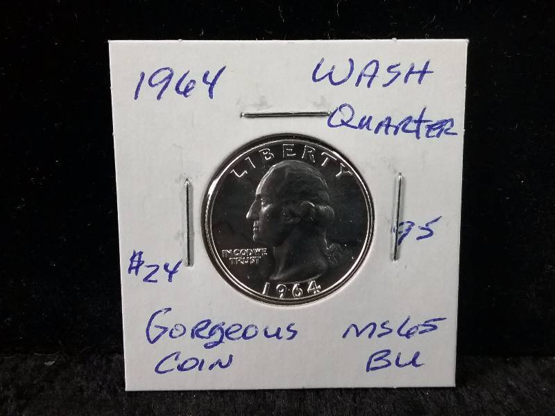 1964 BU UNC Washington Quarter, MS65, Gorgeous Coin
