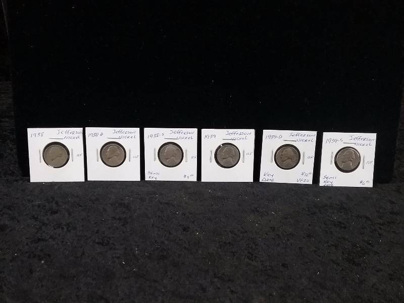 1938 & 1939 P,D,S Jefferson Nickels, Semi & Key Dates
