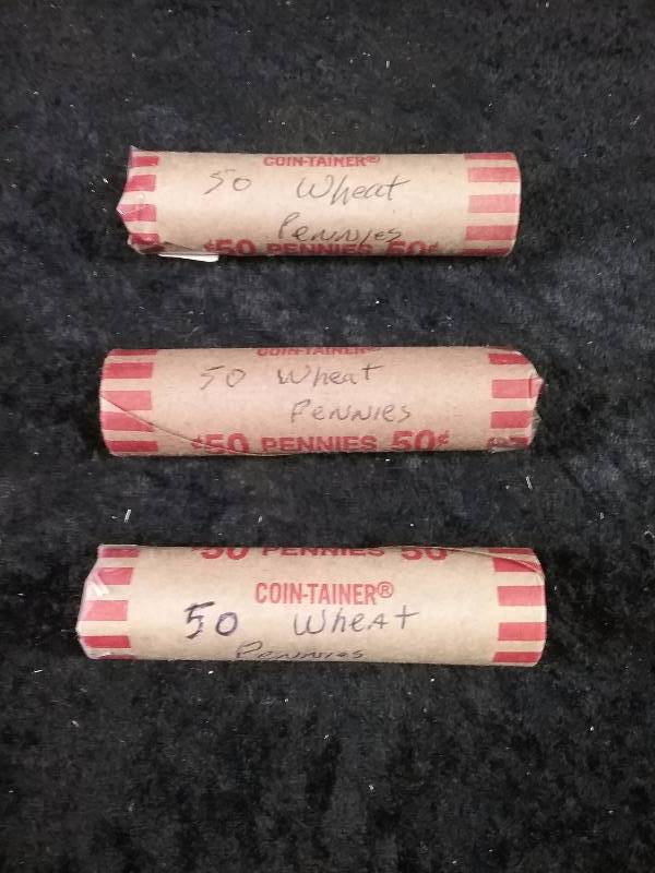 Lot - (3) Rolls of Wheat Pennies, Misc Dates